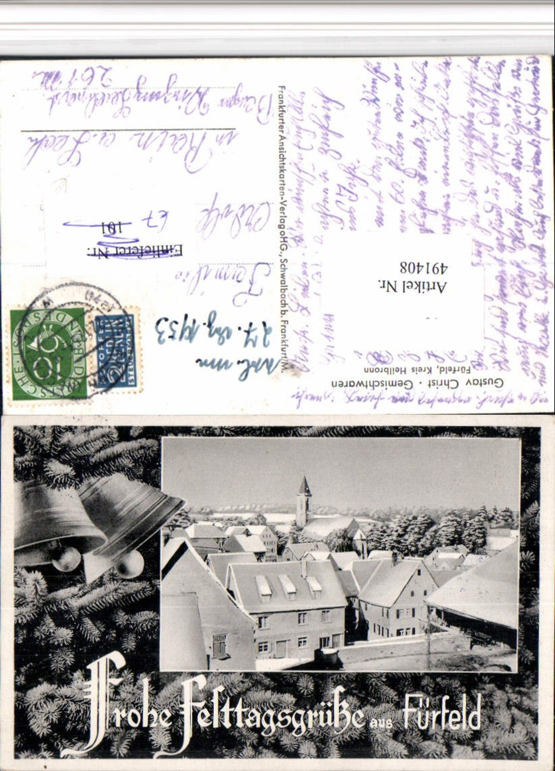 491408,Fürfeld b. Bad Rappenau Teilansicht Passepartout Glocken