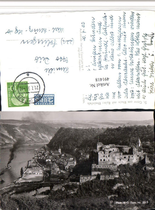 491418,St. Goar am Rhein Totale m. Ruine Rheifnels