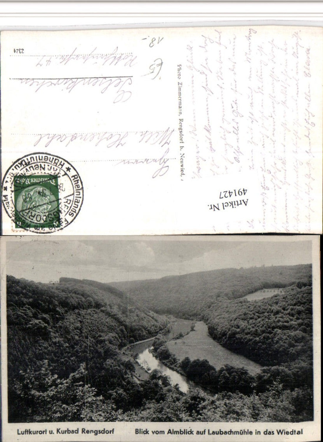 491427,Rengsdorf Blick vom Almblick auf Laubachmühle Wiedtal