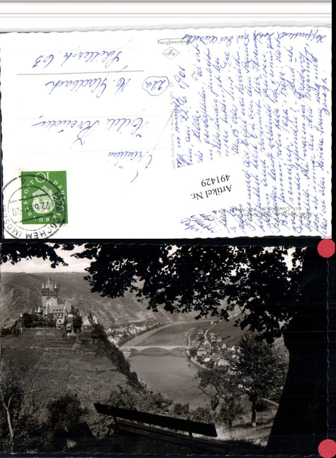 491429,Blick von d. Drei Kreuzen auf Cochem an d. Mosel m. Burg