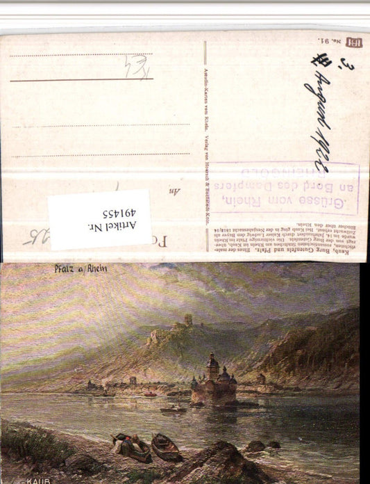 491455,Künstler AK N. Astudin Pfalz am Rhein Burg b. Kaub
