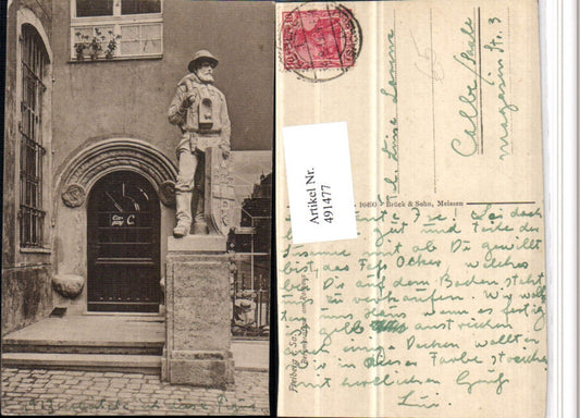491477,Freiberg in Sachsen Bergmannfigur am Rathaus Statue
