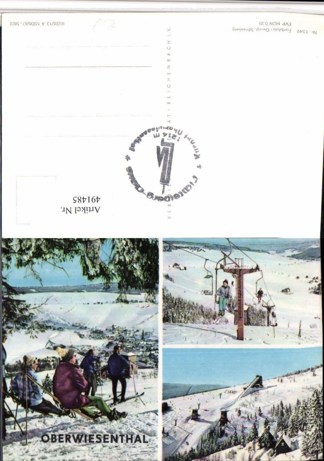 491485,Oberwiesenthal Totale Schanze Sessellift Mehrbildkarte pub VEB