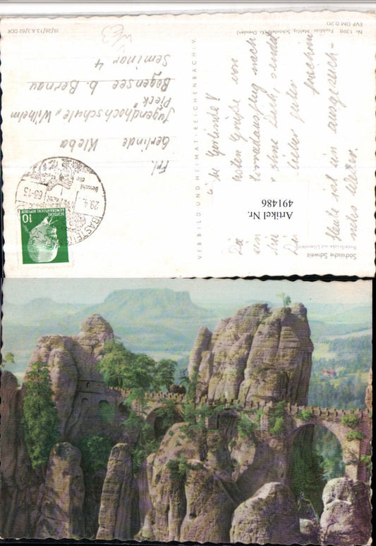 491486,Sächsische Schweiz Basteibrücke Brücke m. Lilienstein b. Rathen pub VEB