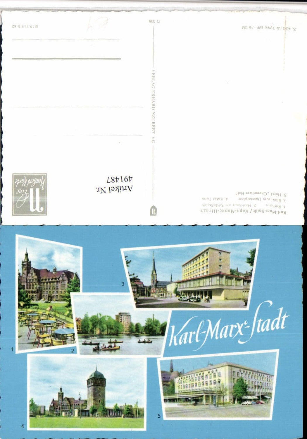 491487,Chemnitz Rathaus Hochhaus Roter Turm Hotel Mehrbildkarte