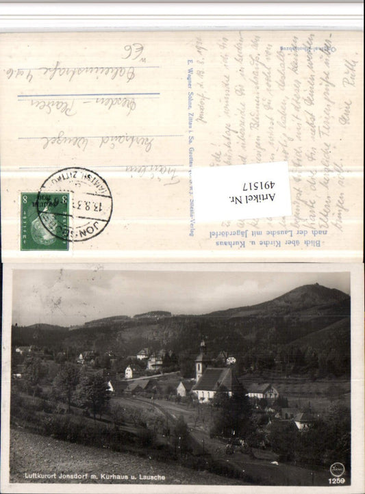 491517,Jonsdorf Teilansicht m. Kurhaus Kirche u. Lausche