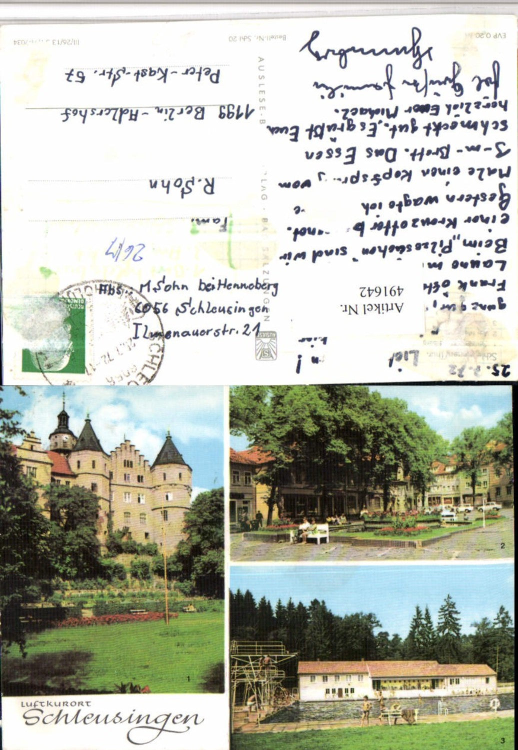 491642,Schleusingen Schloss Marktplatz Freibad Mehrbildkarte
