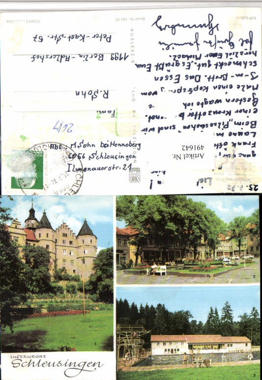 491642,Schleusingen Schloss Marktplatz Freibad Mehrbildkarte