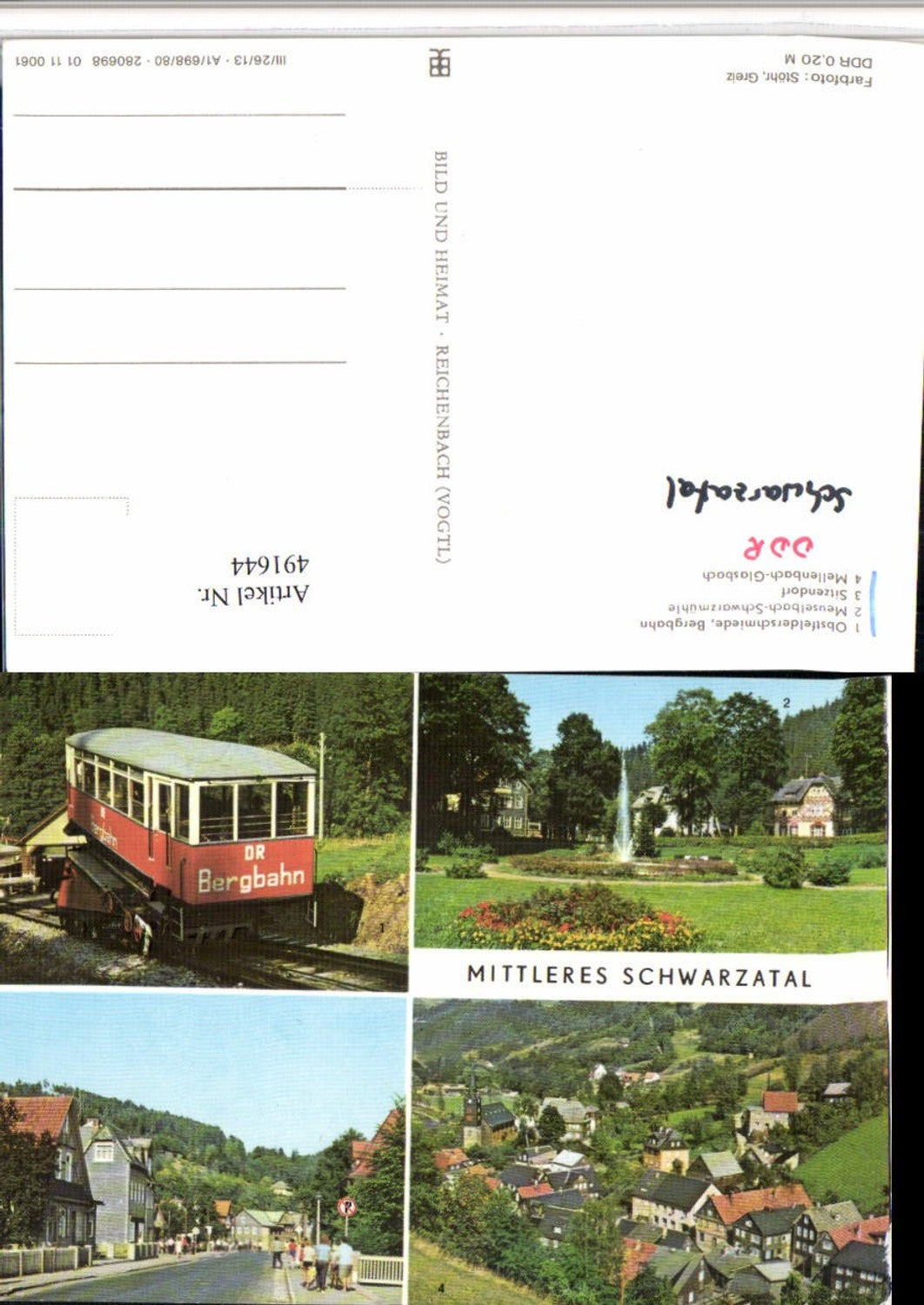 491644,Meuselbach Obstfelderschmiede Bergbahn  Mehrbildkarte pub VEB