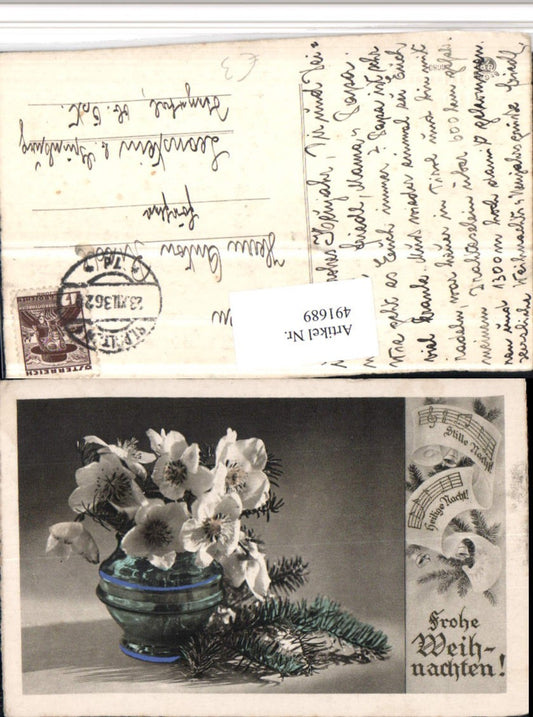 491689,Weihnachten Schneerosen Blumen Vase Liedzeile