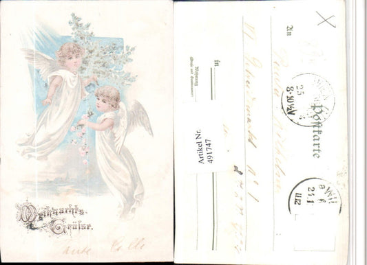 491747,Künstler Litho Weihnachten Engeln Baum