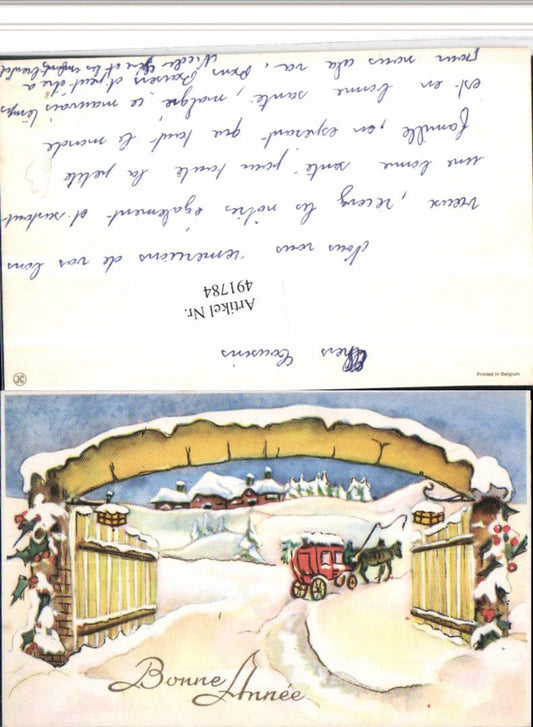 491784, Artist AK Bonne Annee New Year Gate Carriage Winter Picture