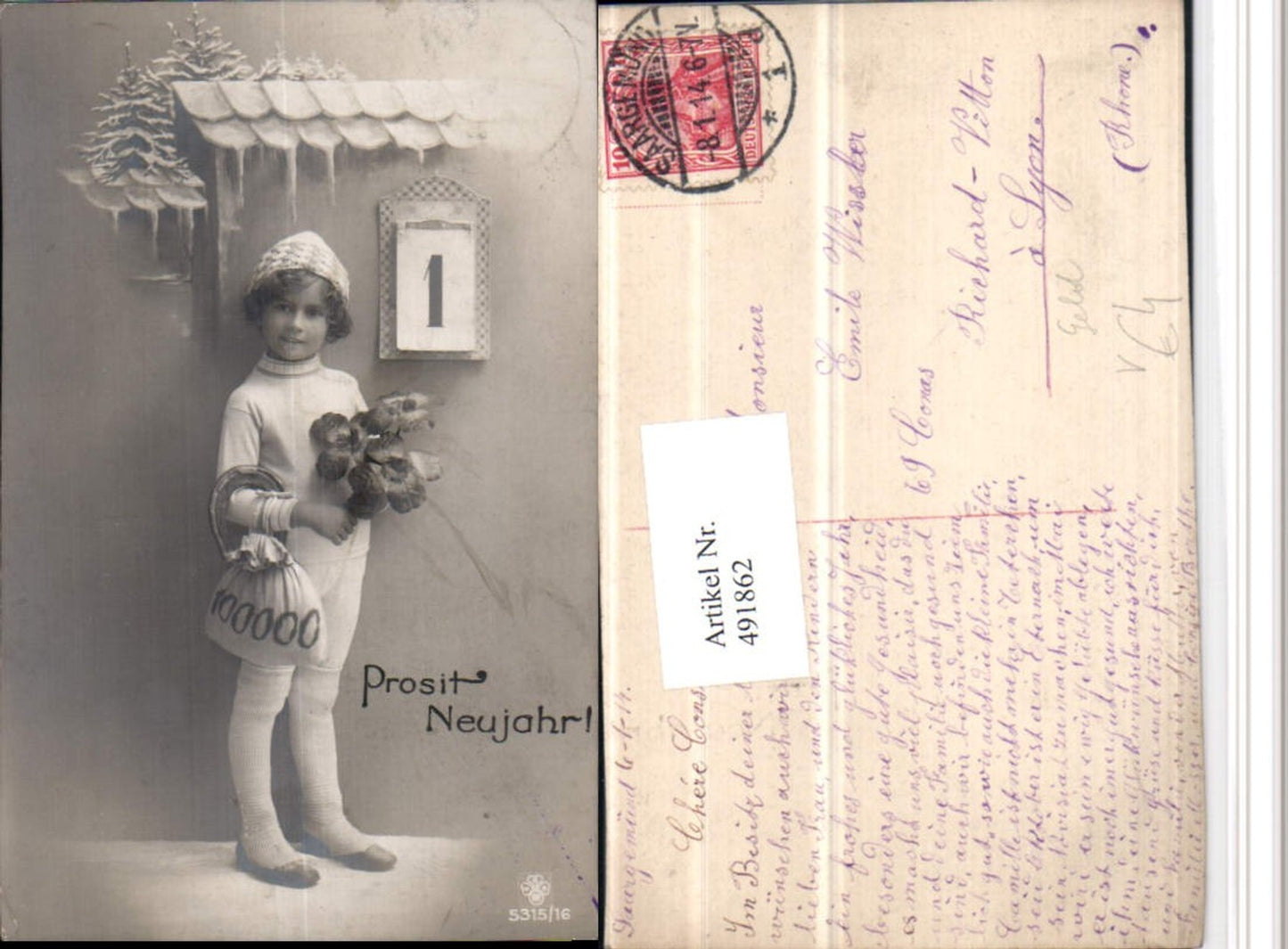 491862,Neujahr Kind Geld Hufeisen Klee Kalender pub RPH SBW 5315/16