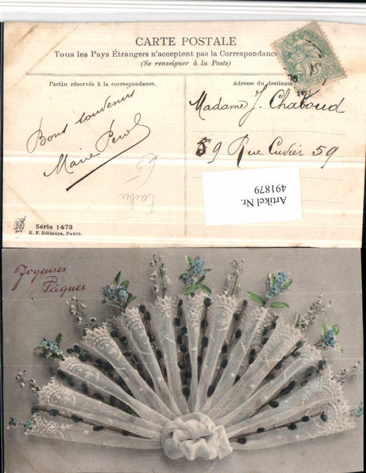 491879, Joyeuses Paques Easter Fans Flowers