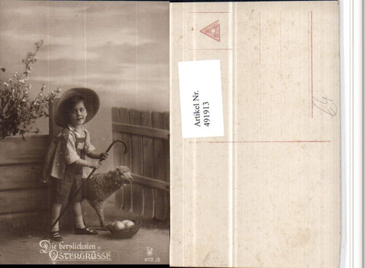 491913,Ostern Bub Junge Hut Stock Lamm Eier