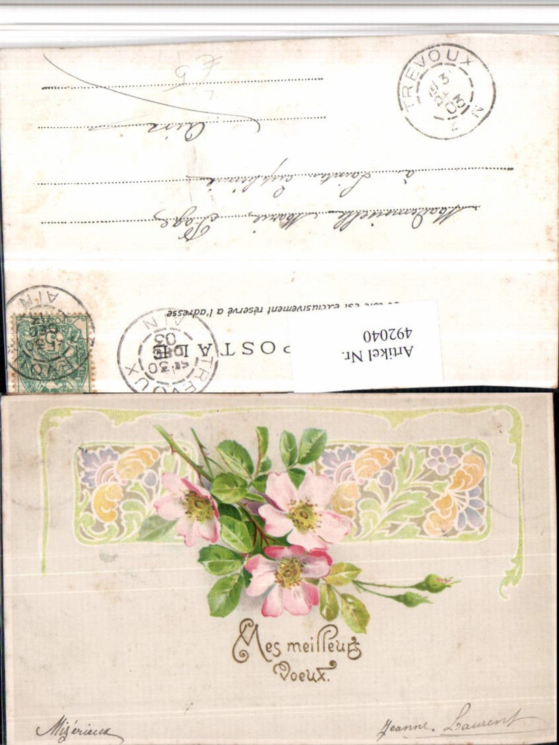 492040, Artist Lithograph Mes meilleurs Voeux Blossoms Flowers