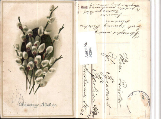 492049,Präge Künstler Litho Wesotego Alleluja Palmkätzchen Zweige