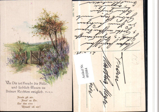 492084,Künstler AK Landschaft Spruch Text