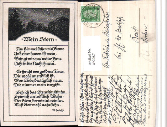 492087,Künstler AK Sterne Gedicht Text Mein Stern von M. Jentzsch
