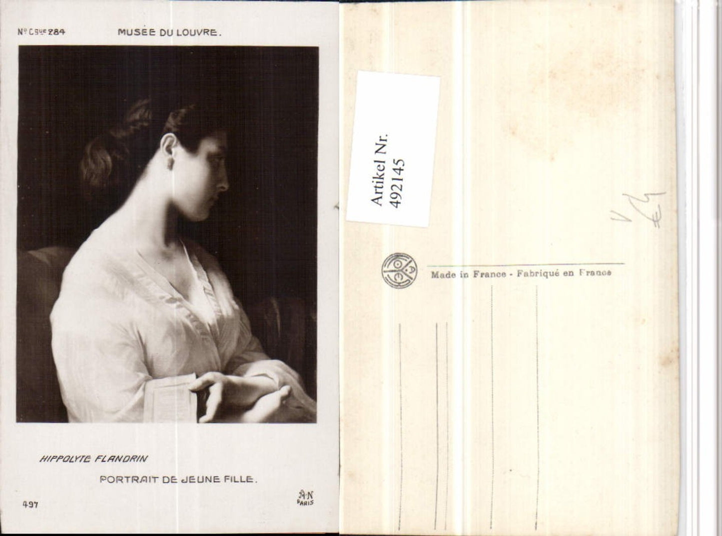 492145,Künstler AK Hippolyte Flandrin Portrait de Jeune Fille Mädchen