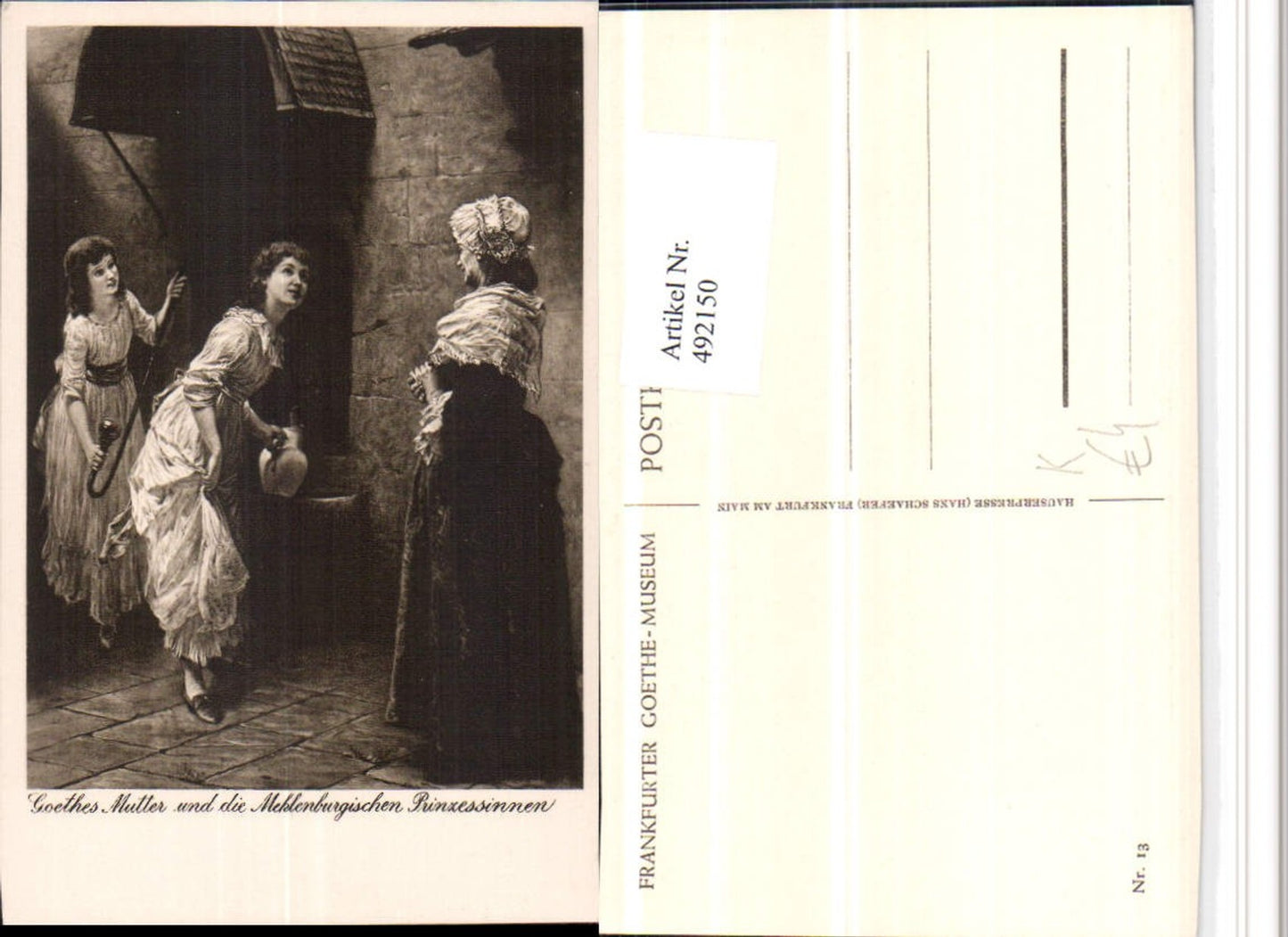 492150,Künstler AK Goethes Mutter un d. Meklenburgischen Prinzessinnen