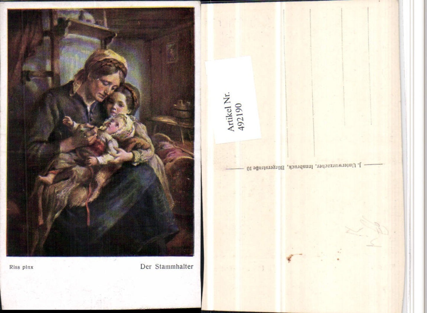 492190,Künstler AK Riss Stammhalter Frau Mutter Kind Baby