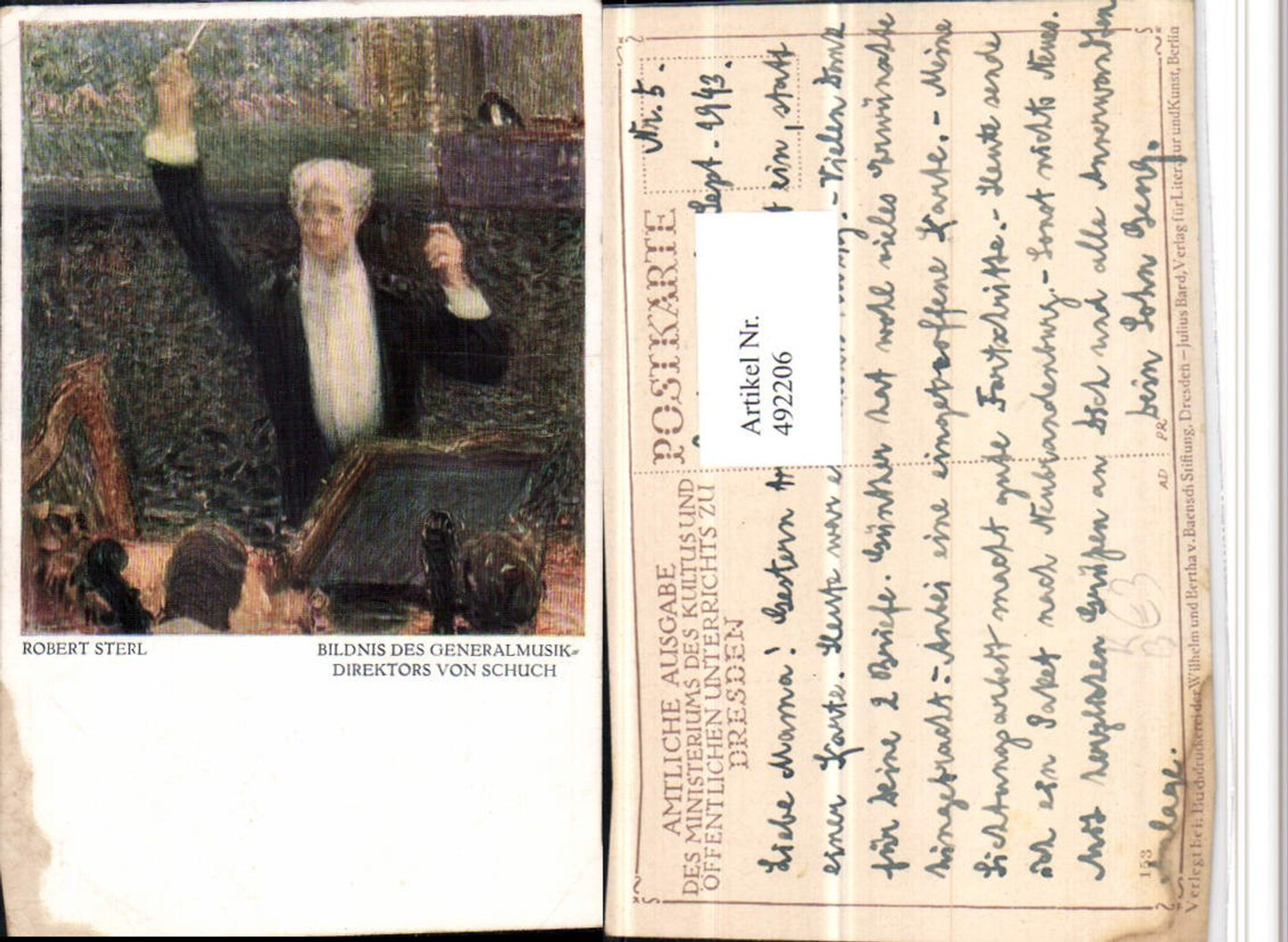 492206,Künstler AK Robert Sterl Bildnis Generalmusikdirektor von Schuch