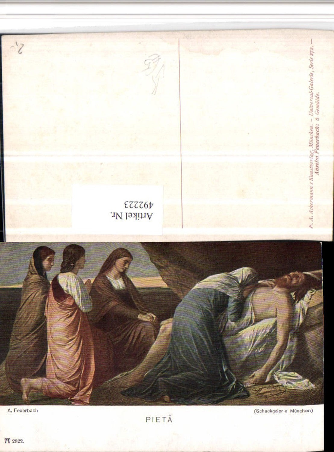492223,Künstler AK A. Feuerbach Pieta Tod Trauer pub Ackermann 2822