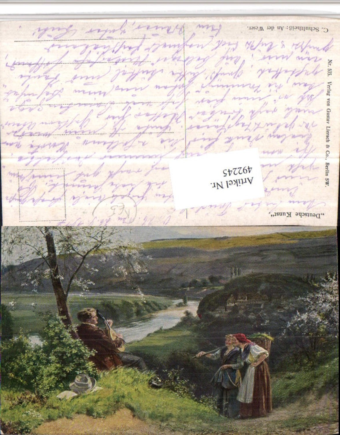 492245,Künstler AK C. Schultheiß An der Weser Musiker Mandoline