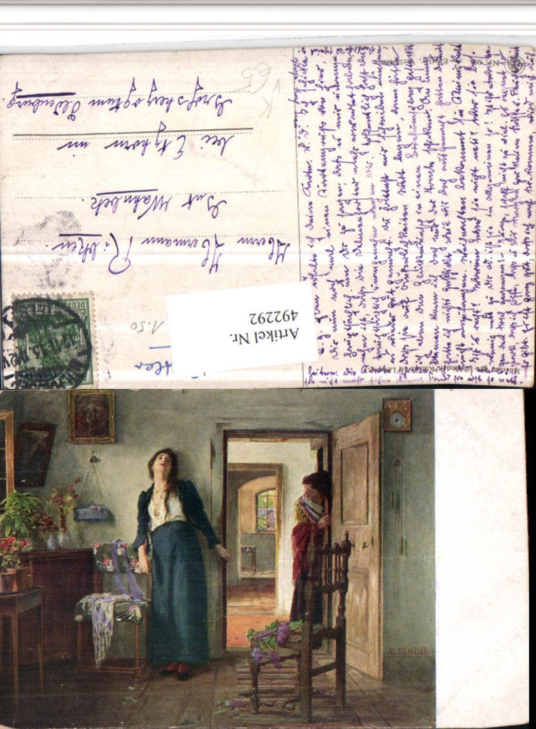 492292,Künstler AK A. Echtler Verlassen Frau Trauer pub Museum Leipzig