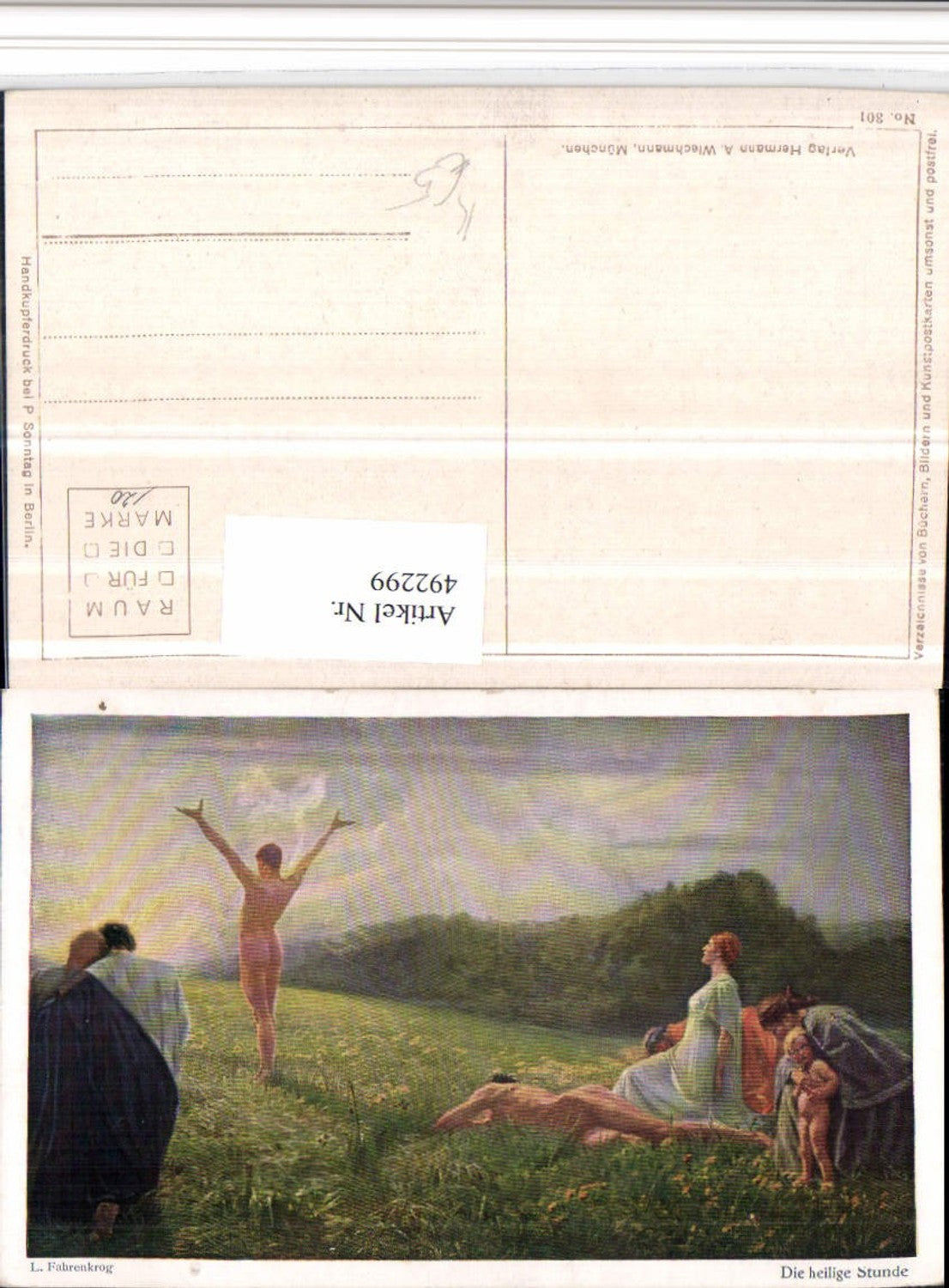 492299,Künstler AK L. Fahrenkrog Die heilige Stunde Personen Landschaft