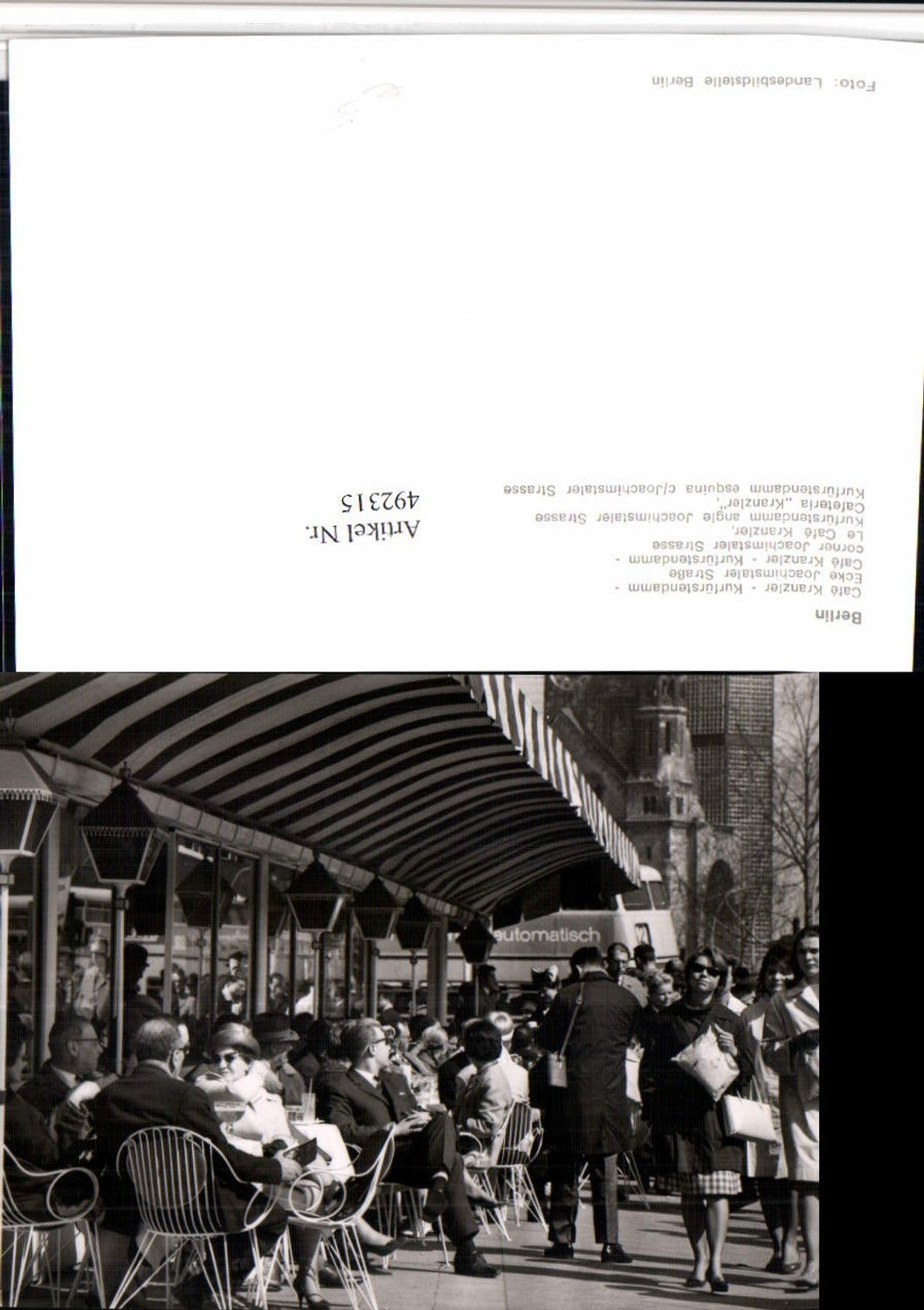 492315,Berlin Kurfürstendamm Cafe Kranzler Gastgarten