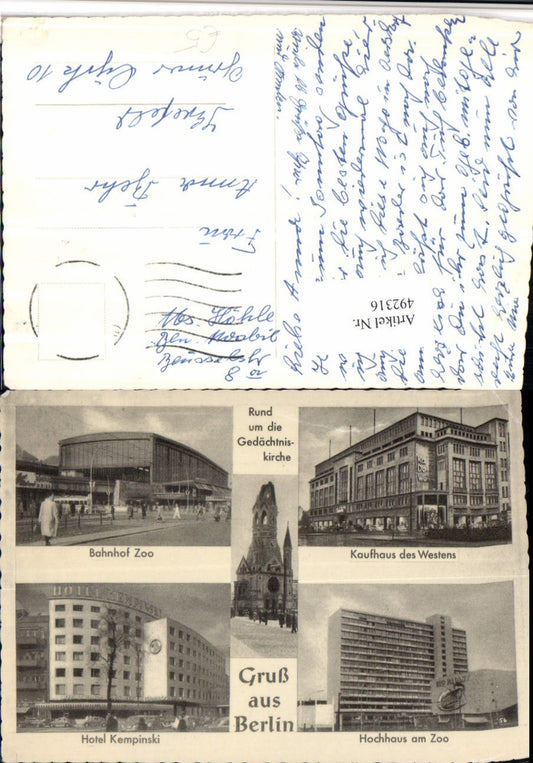 492316,Berlin Gedächtniskirche Bahnhof Zoo Kaufhaus Hotel Mehrbildkarte