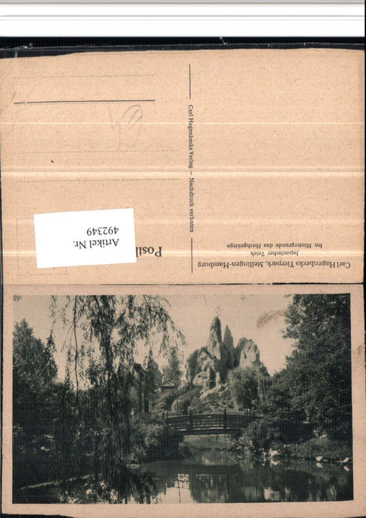 492349,Hamburg Stellingen Carl Hagenbecks Tierpark Japanischer Teich Brücke