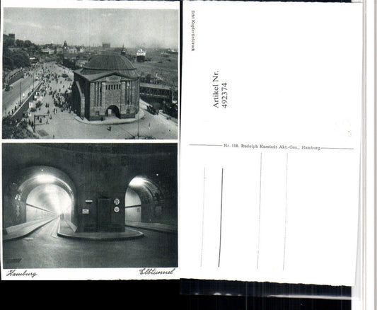 492374,Hamburg Elbtunnel Querschnitt Mehrbildkarte