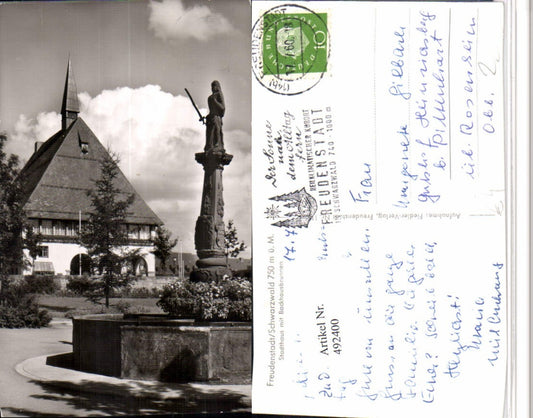 492400, Freudenstadt in the Black Forest, Town Hall with Backhaus Fountain