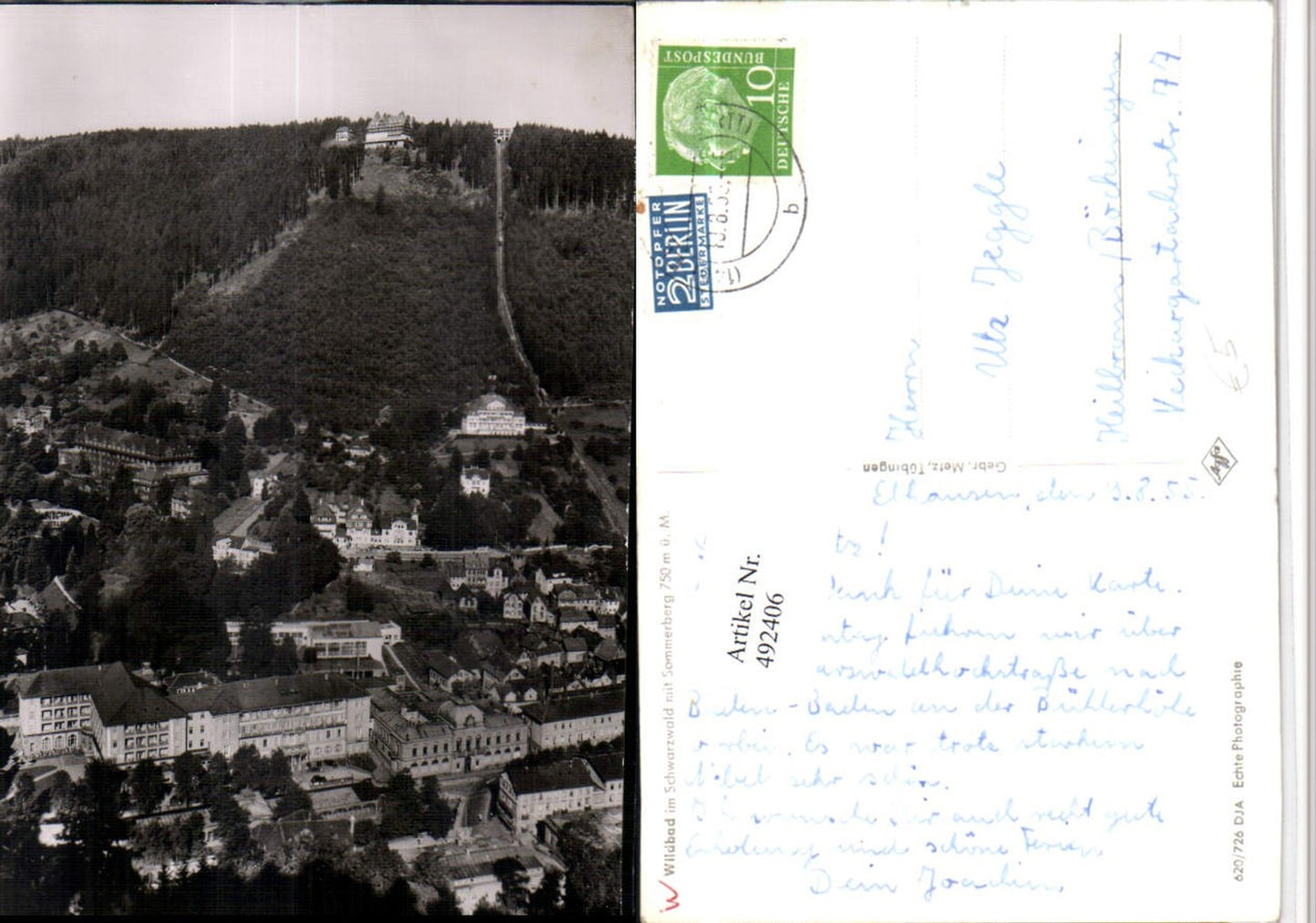 492406,Wildbad im Schwarzwald Teilansicht m. Sommerberg