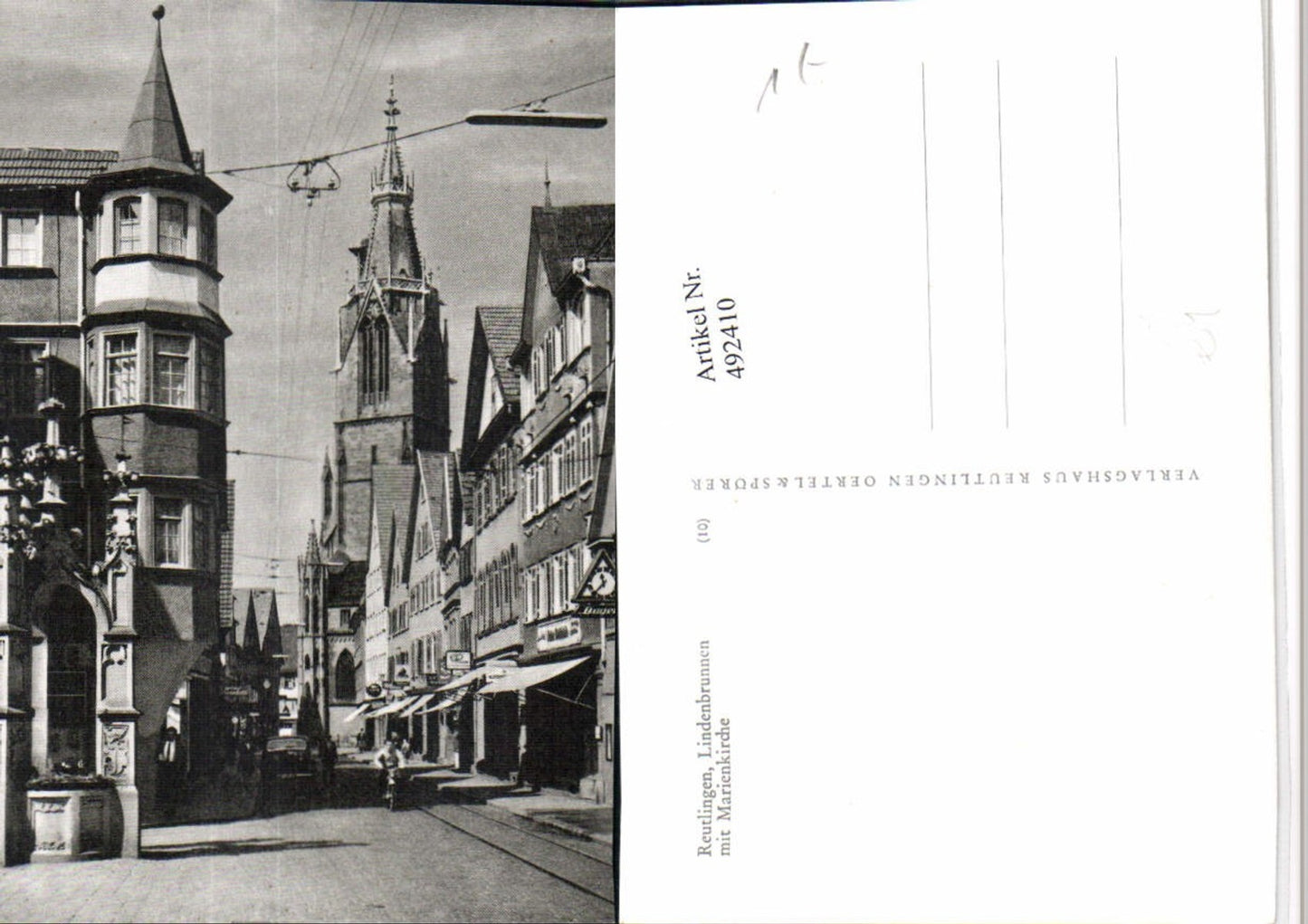 492410,Reutlingen Lindenbrunnen m. Marienkirche Erker