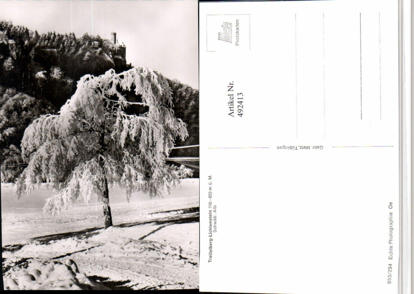 492413, Traifelberg Lichtenstein Castle near Honau, winter scene