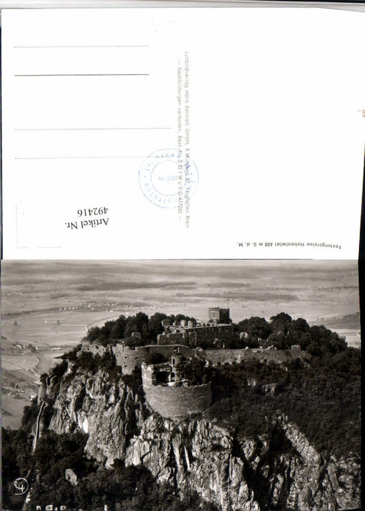492416, Hohentwiel fortress ruins near Singen, aerial photograph
