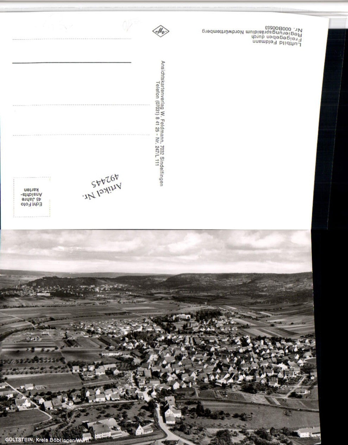 492445,Gültstein b. Herrenberg Totale Fliegeraufnahme