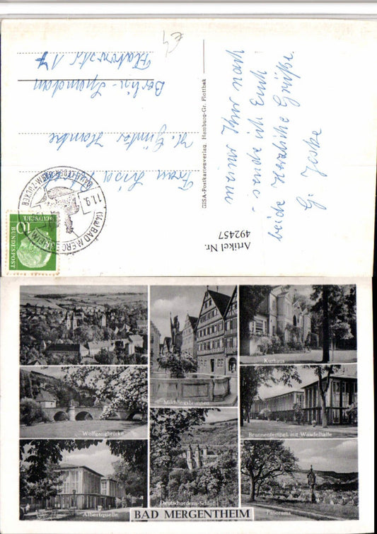 492457, Bad Mergentheim, Total Bridge, Kurhaus, Fountain, Multi-view postcard