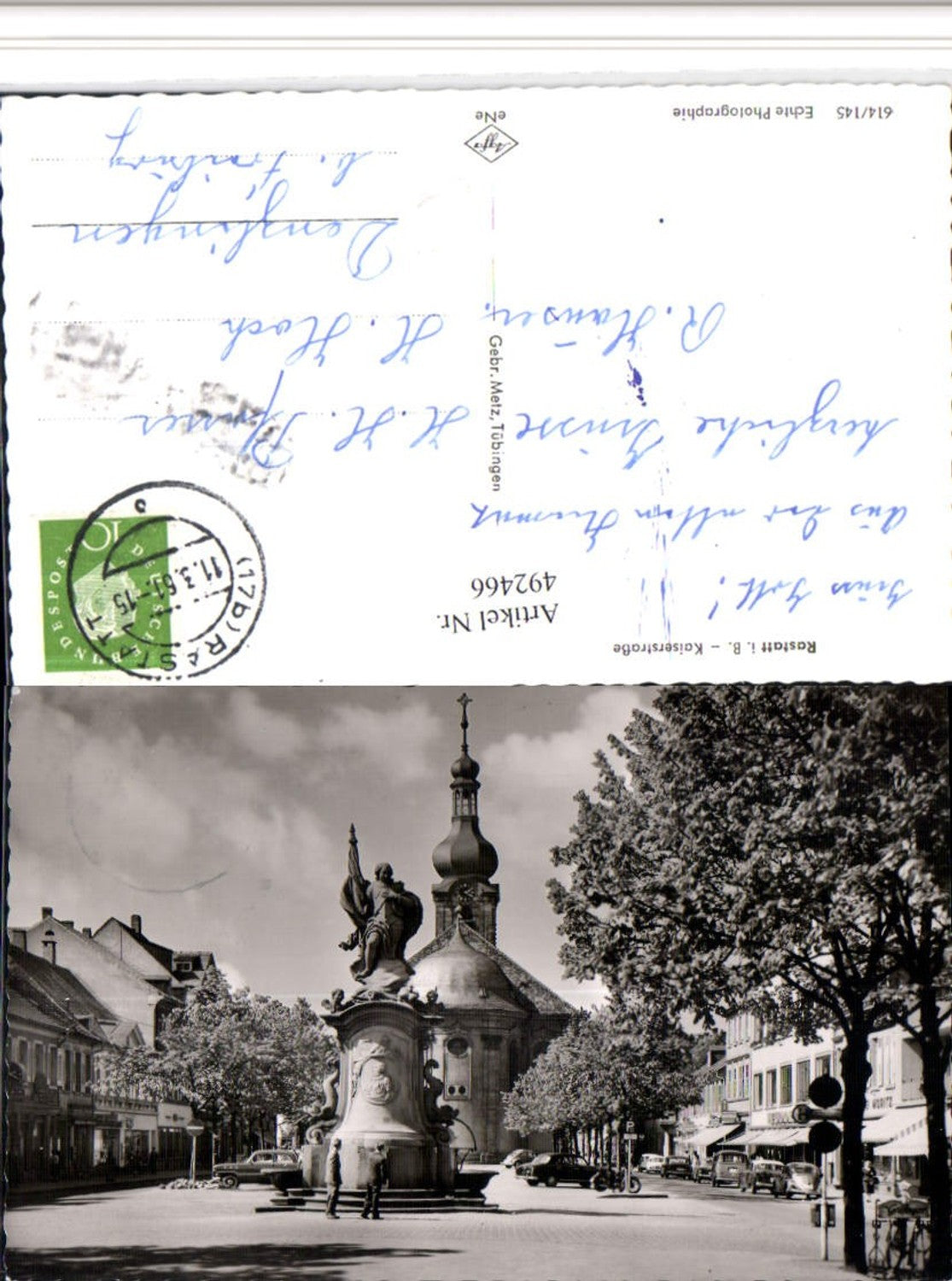 492466,Rastatt Kaiserstraße Straßenansicht Brunnen Kirche