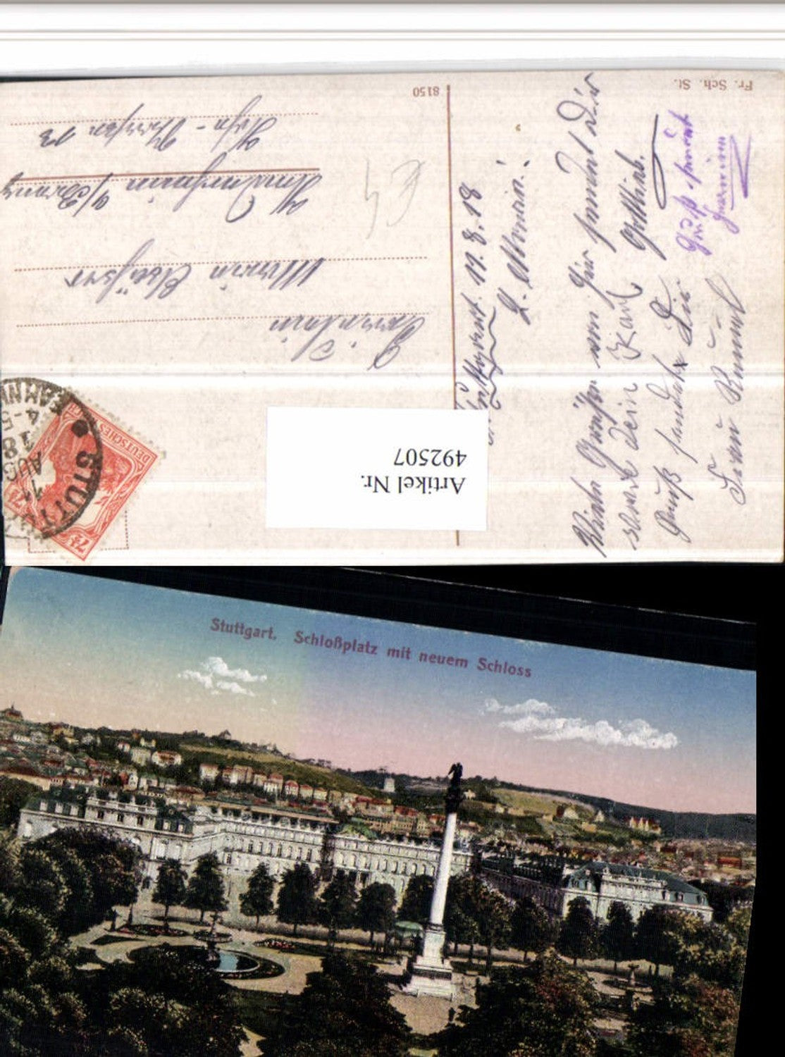 492507,Stuttgart Schlossplatz m. Schloss Säule