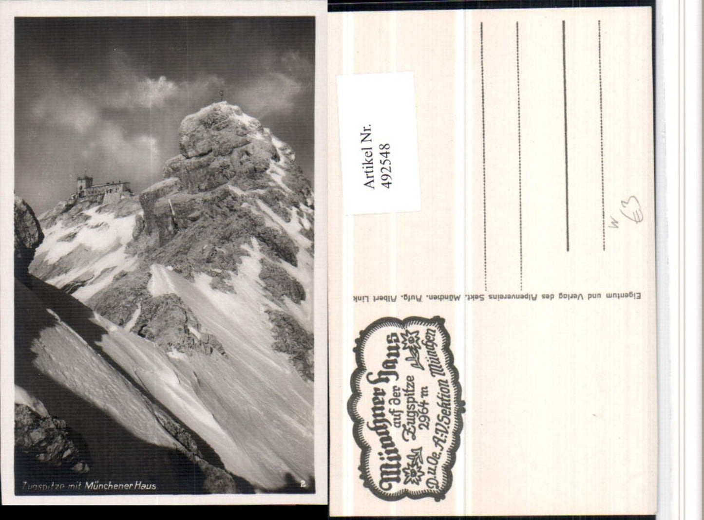 492548,Zugspitze m. Münchner Haus b. Garmisch Grainau