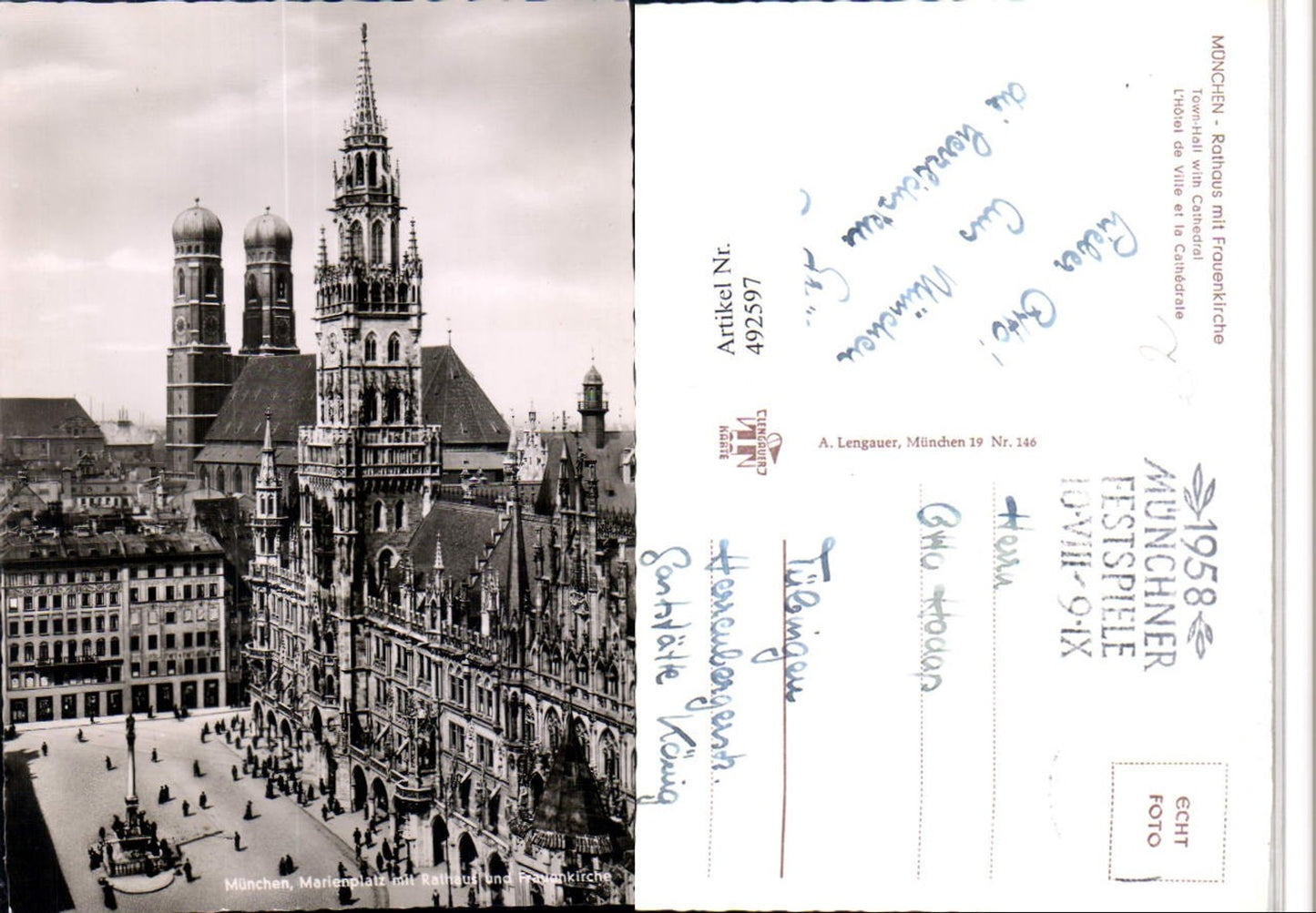 492597,München Rathaus m. Frauenkirche Kirche