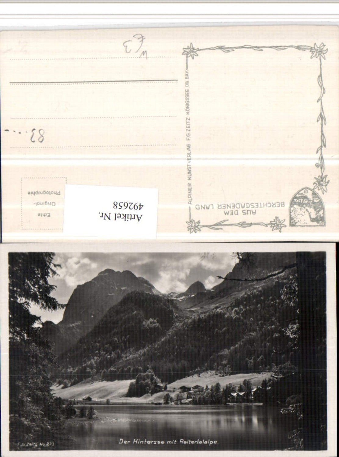 492658, Hintersee Lake near Berchtesgaden with Reiteralpe mountain scenery
