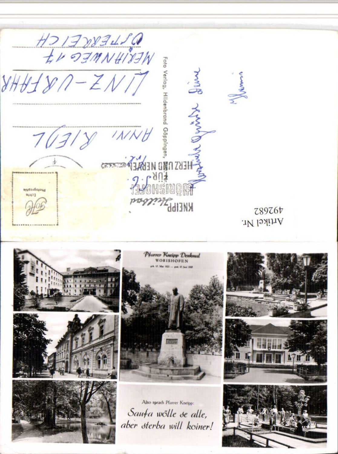 492682,Wörishofen Pfarrer Kneipp Denkmal Kurhaus Mehrbildkarte