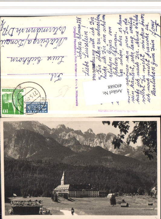 492688,Schloss Elmau b  Krün m. Wetterstein Bergkulisse