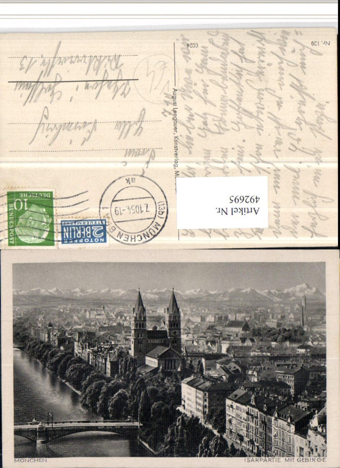 492695,München Teilansicht Kirche Isarpartie pub August Lengauer 120
